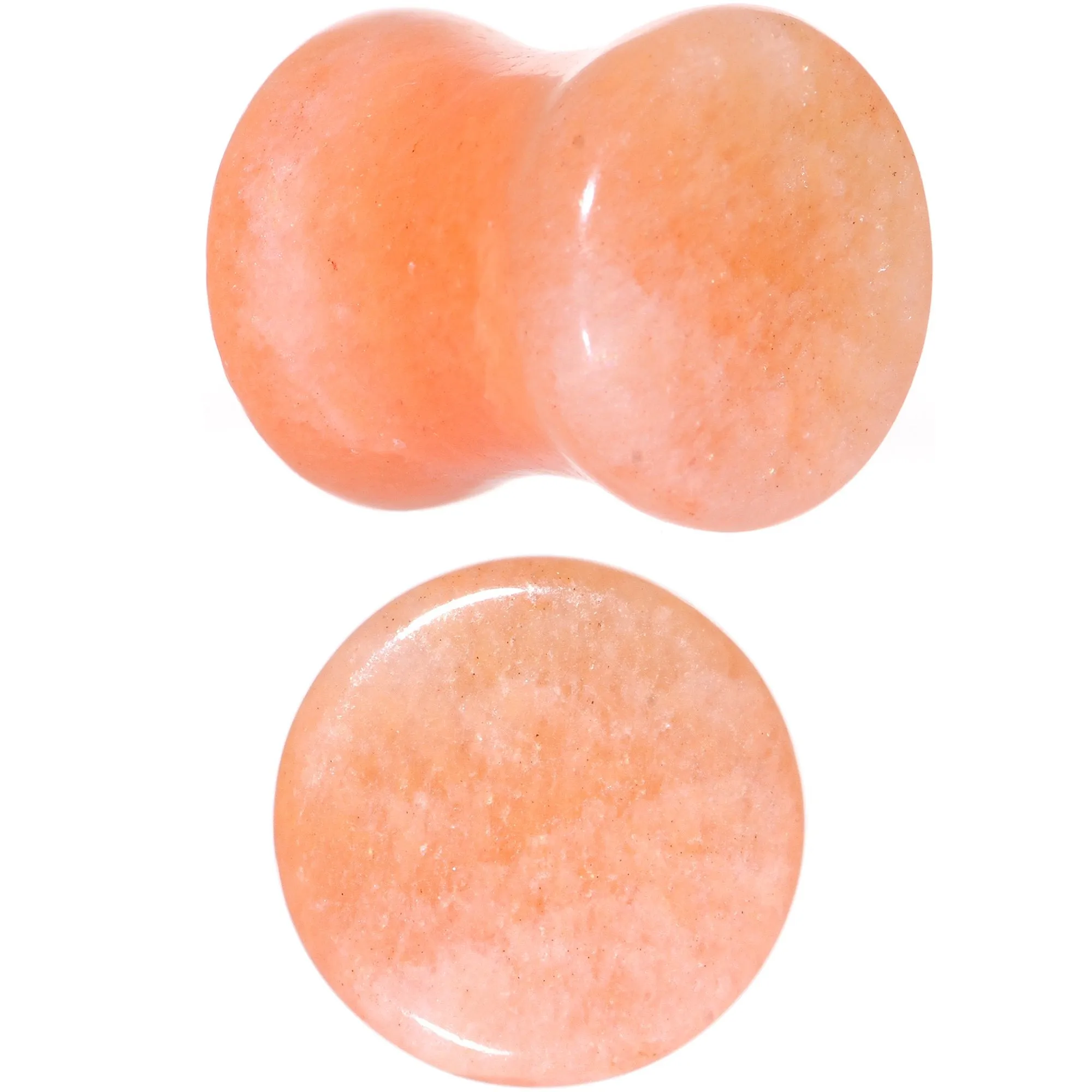 00 Gauge Peach Jade Semi Precious Stone Saddle Plug Set