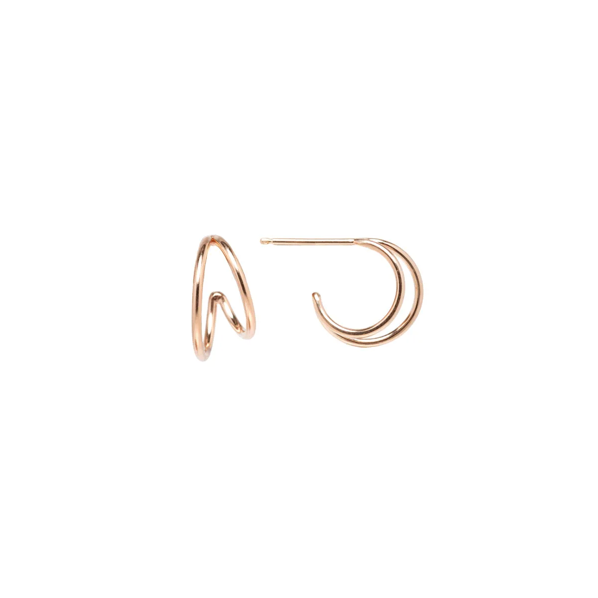 14k Double Wire Huggie Hoops