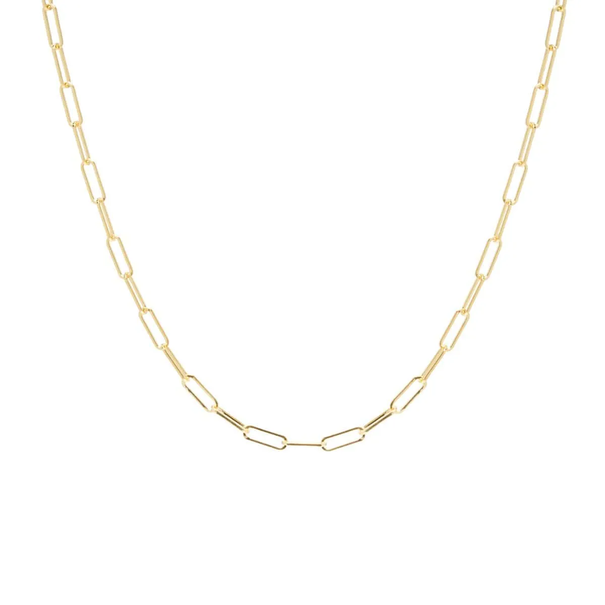 14k Gold Small Paperclip Chain Necklace