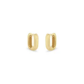 14k Gold Thick Small Oval Hinge Huggie Hoops