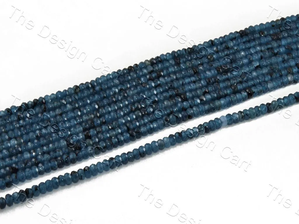 4 mm Steel Blue & Black Rondelle Jade Quartz Stones