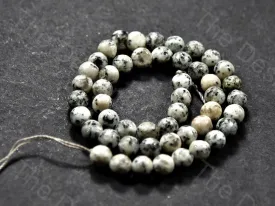 8 mm Off White Black Rondelle Jade Quartz Semi Precious Stone