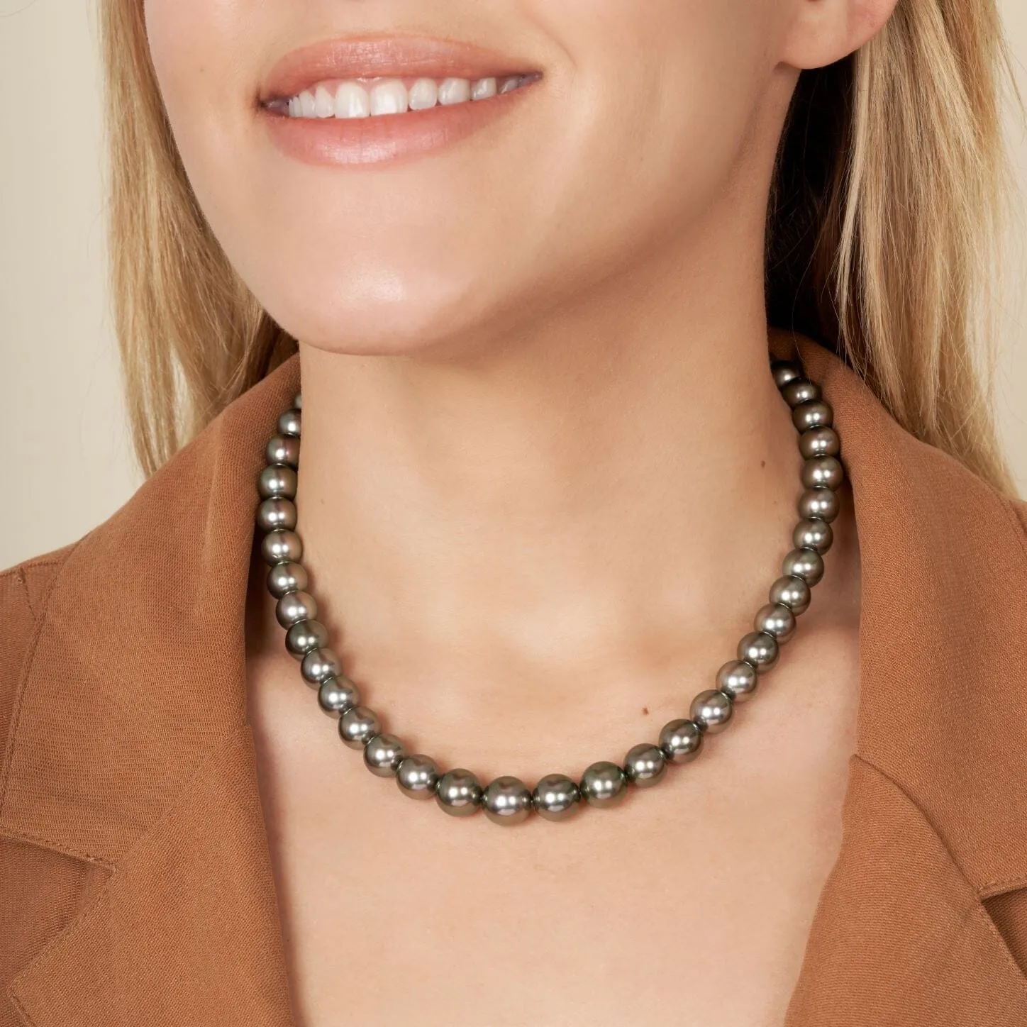 8.0-10.9 mm AA /AAA Tahitian Round Pearl Necklace