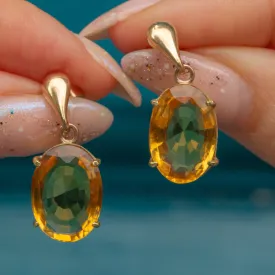 9ct Gold Citrine Drop Earrings, 10.00ct