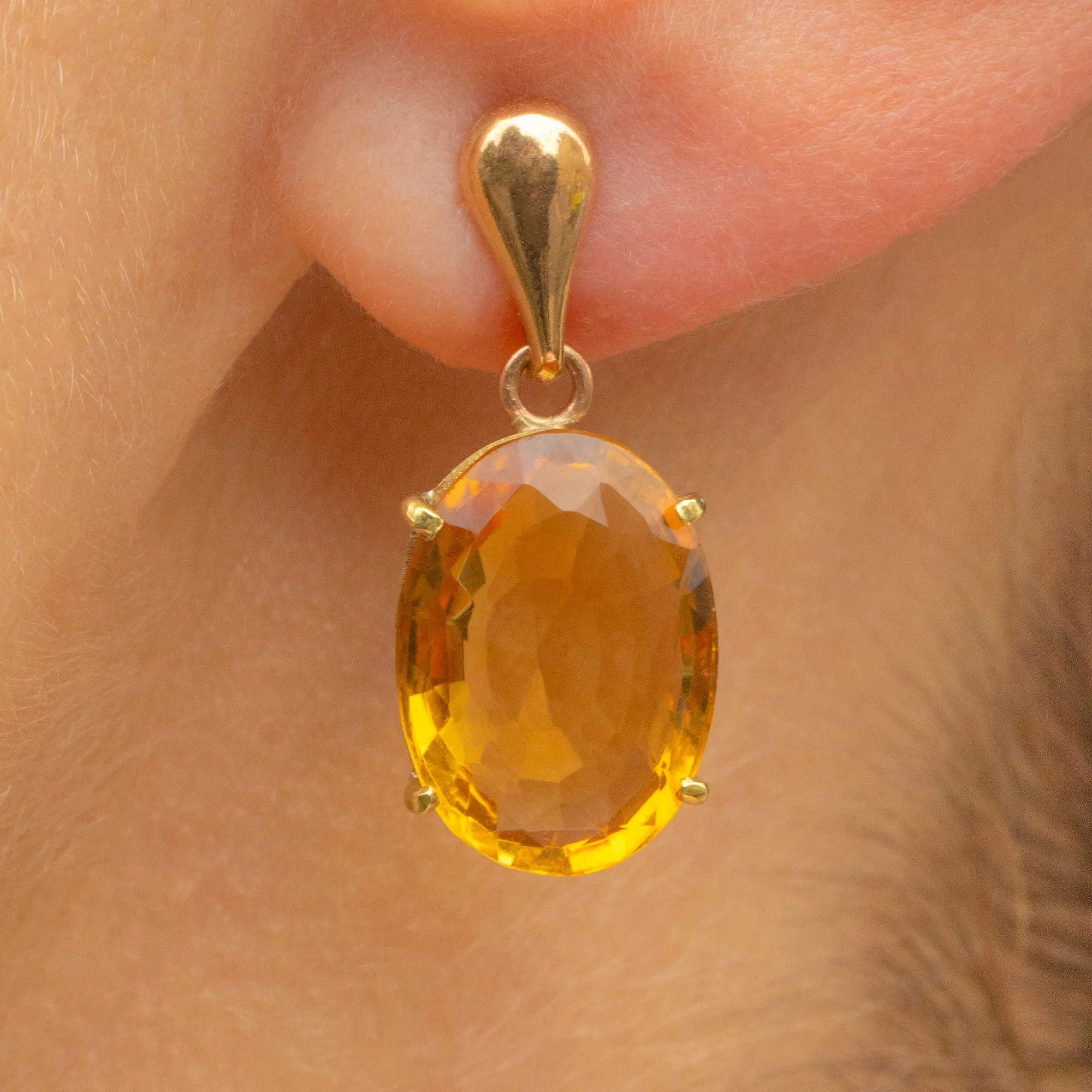 9ct Gold Citrine Drop Earrings, 10.00ct