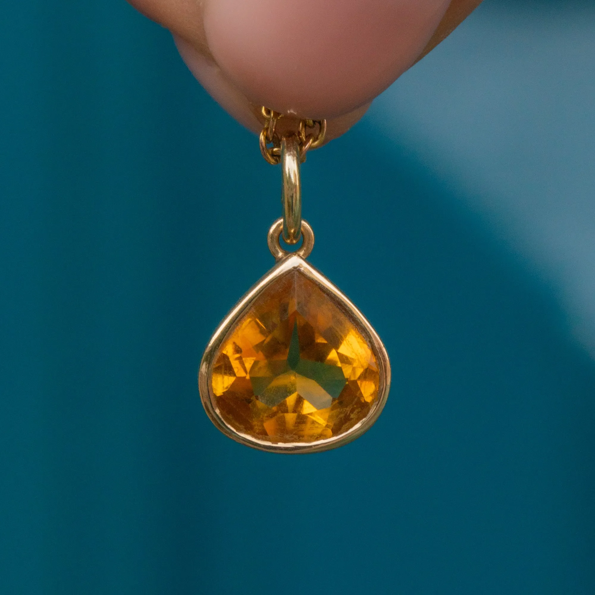 9ct Gold Citrine Pear Drop Charm, 1.70ct