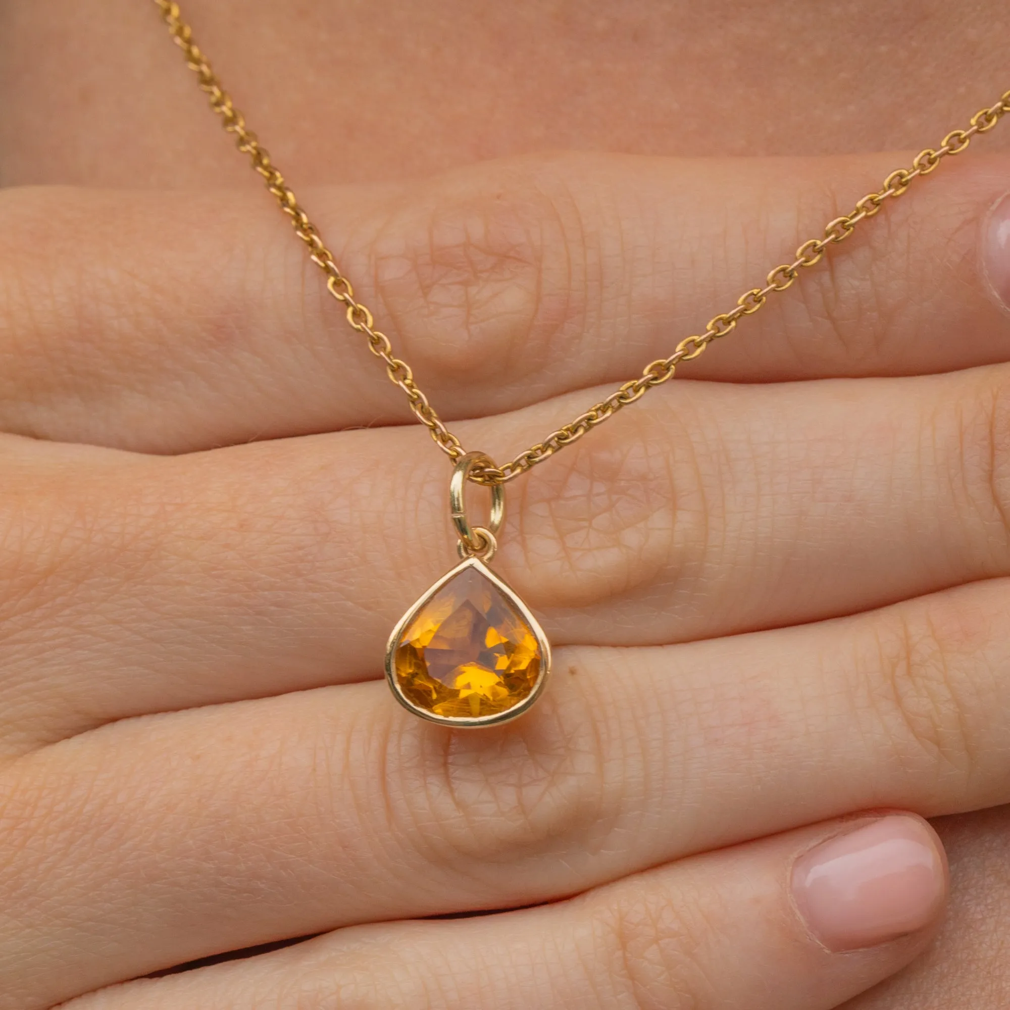 9ct Gold Citrine Pear Drop Charm, 1.70ct