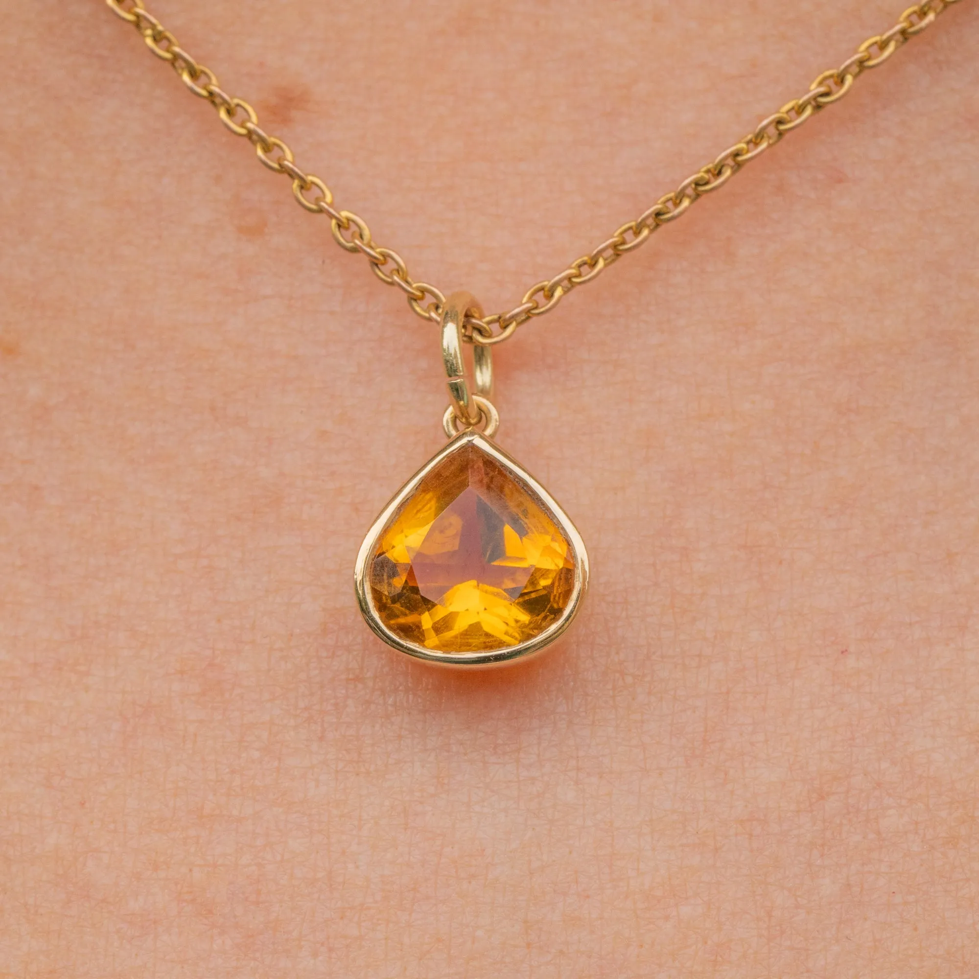 9ct Gold Citrine Pear Drop Charm, 1.70ct