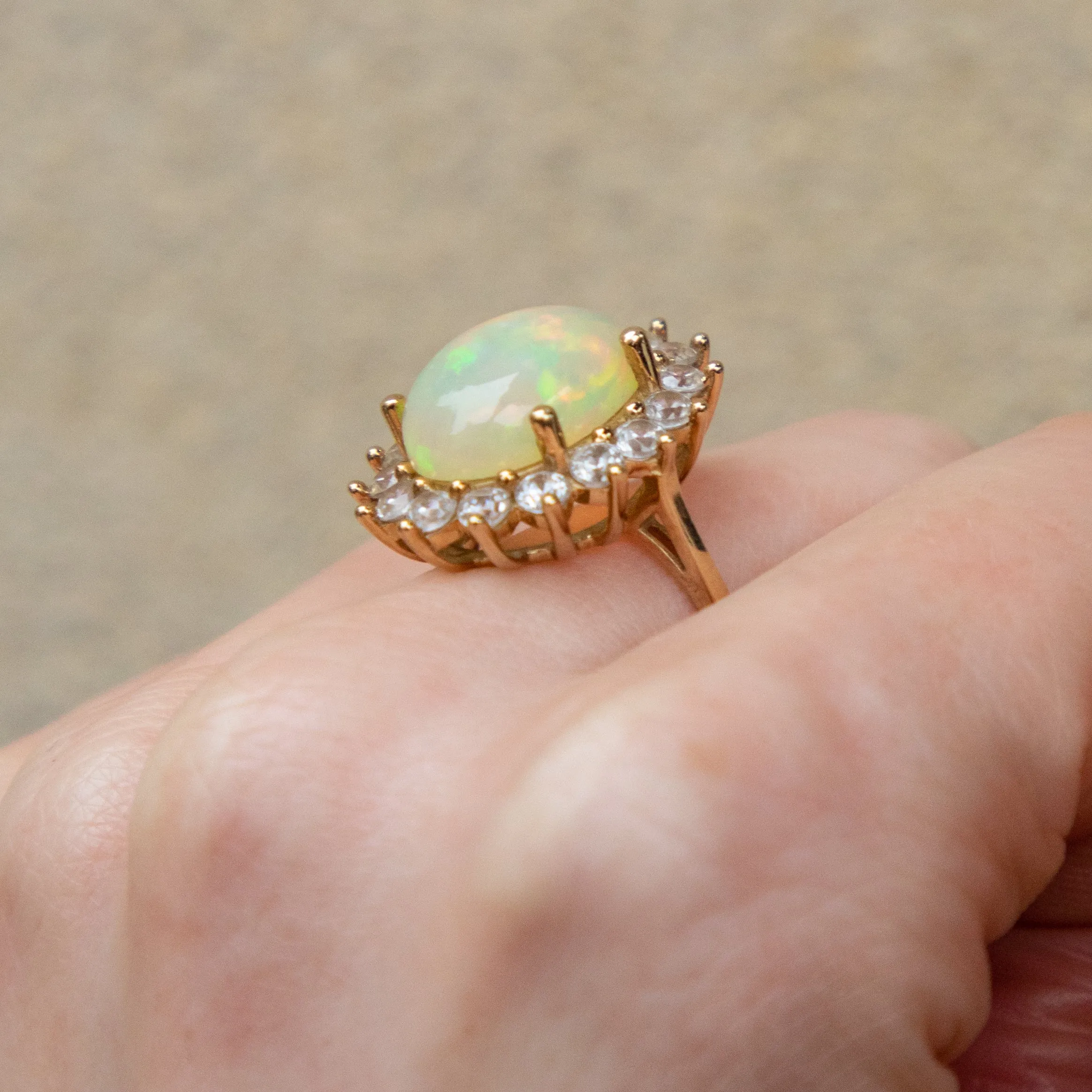 9ct Gold Opal Cluster Cocktail Ring, 4.30ct Opal