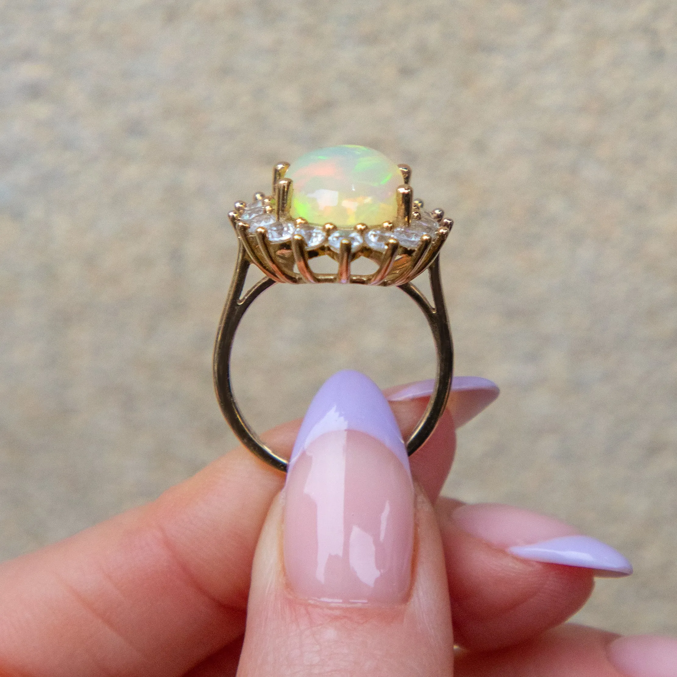 9ct Gold Opal Cluster Cocktail Ring, 4.30ct Opal