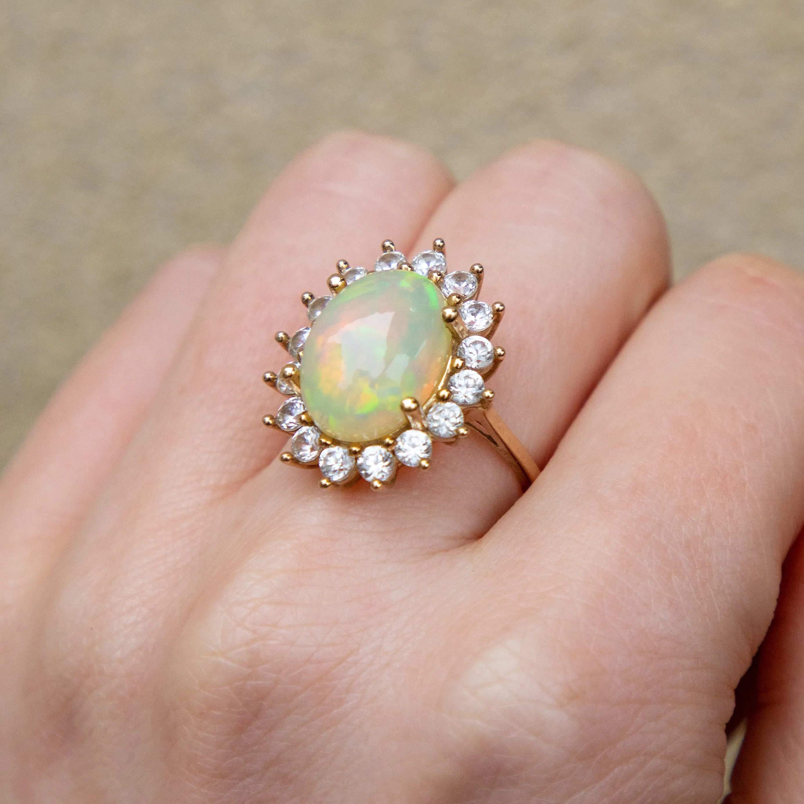 9ct Gold Opal Cluster Cocktail Ring, 4.30ct Opal