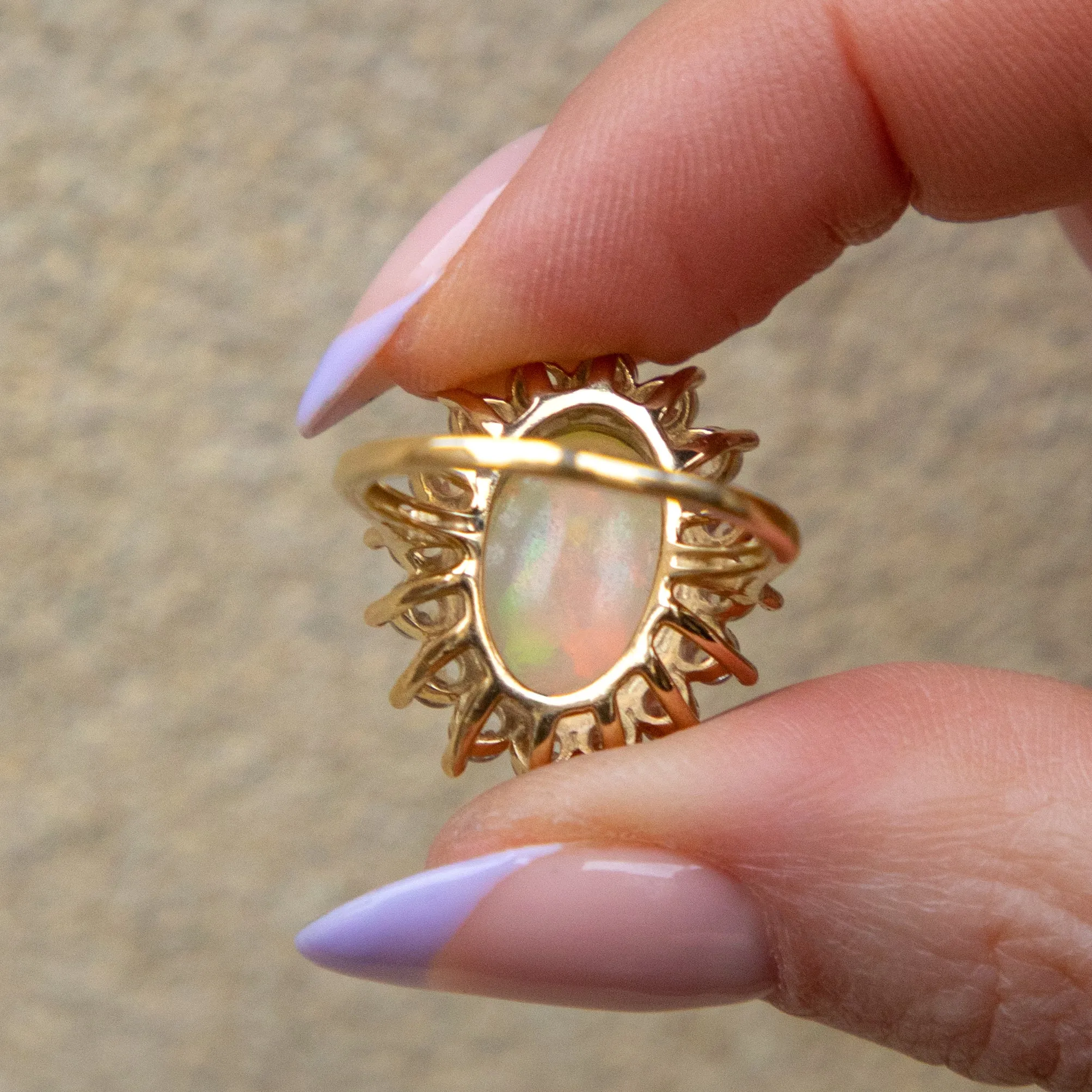 9ct Gold Opal Cluster Cocktail Ring, 4.30ct Opal