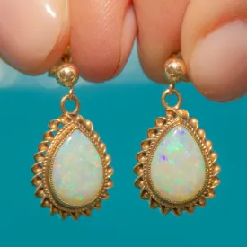 9ct Gold Opal Pear Drop Earrings, 1.32ct