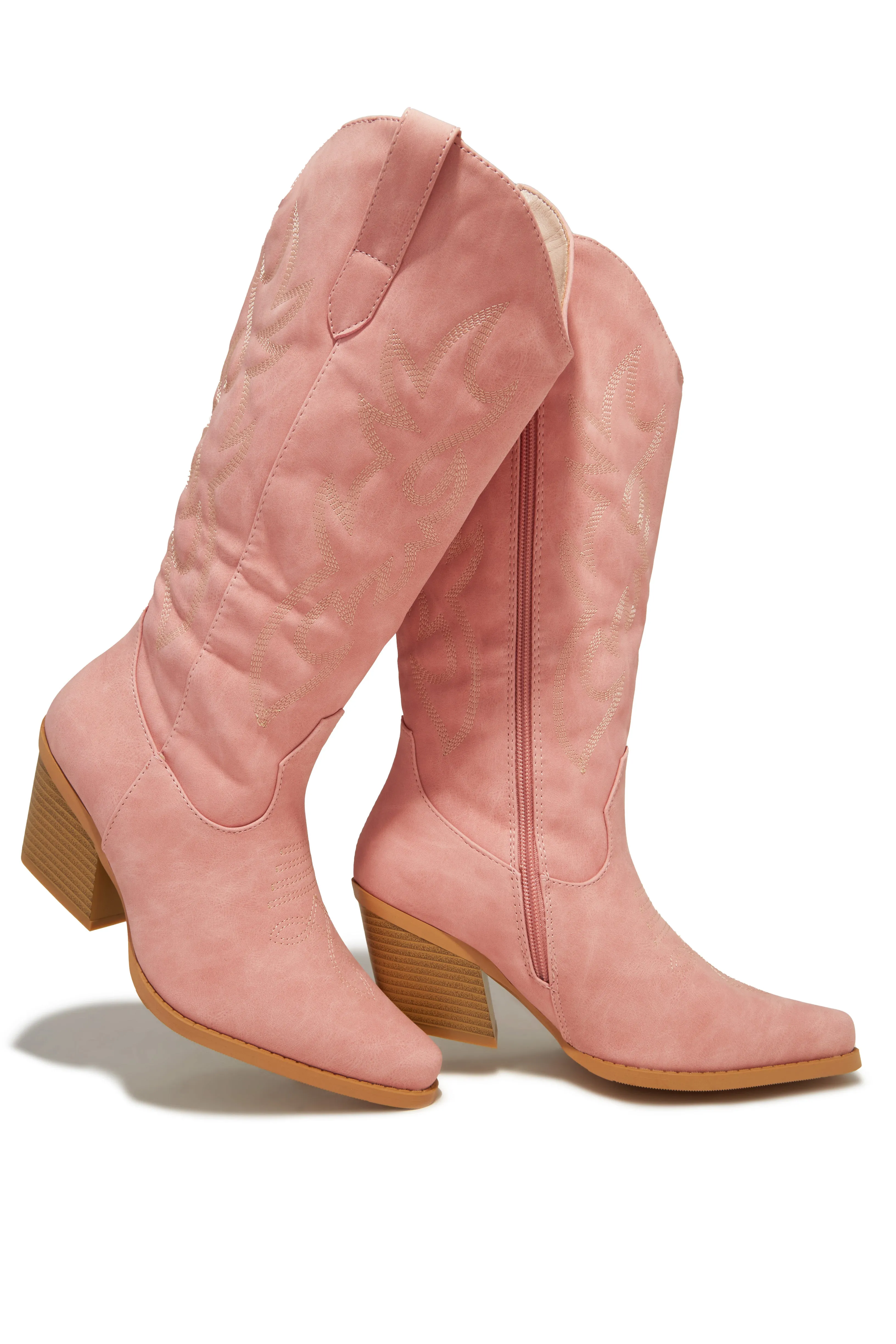 Abby Cowgirl Boots - Pink