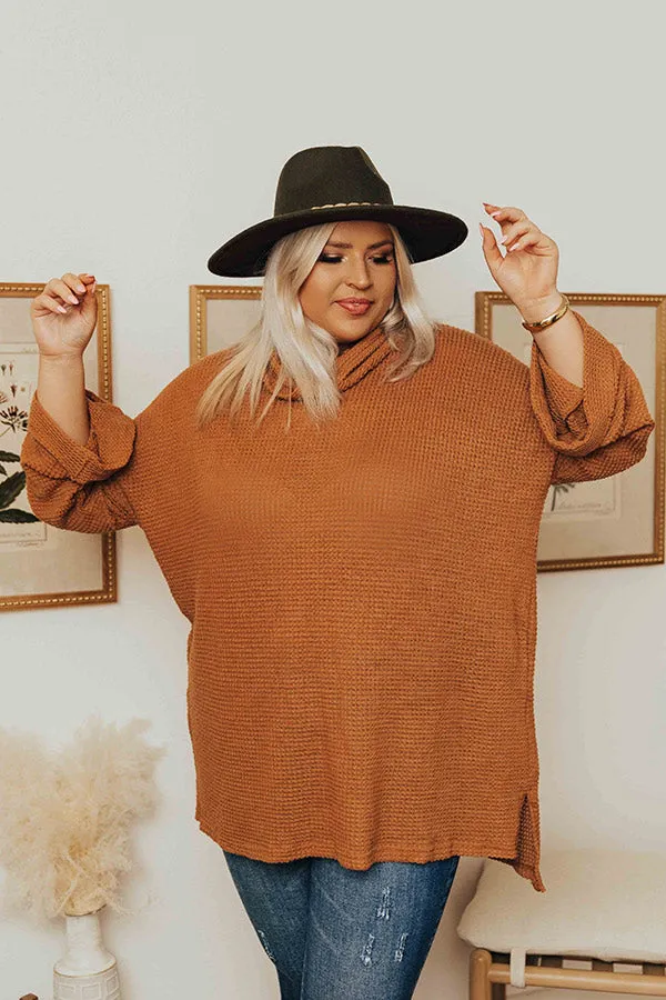 Acorn Kisses Waffle Knit Tunic In Camel Curves