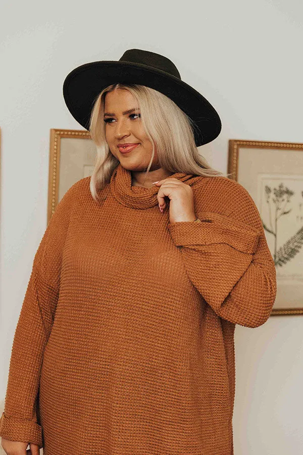 Acorn Kisses Waffle Knit Tunic In Camel Curves