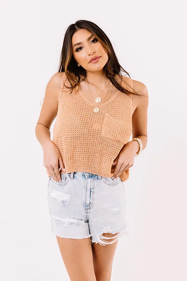 Acting Shy Knit Tank In Peach