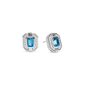 Adrienne Stud Earrings with Swiss Blue Topaz and Diamonds