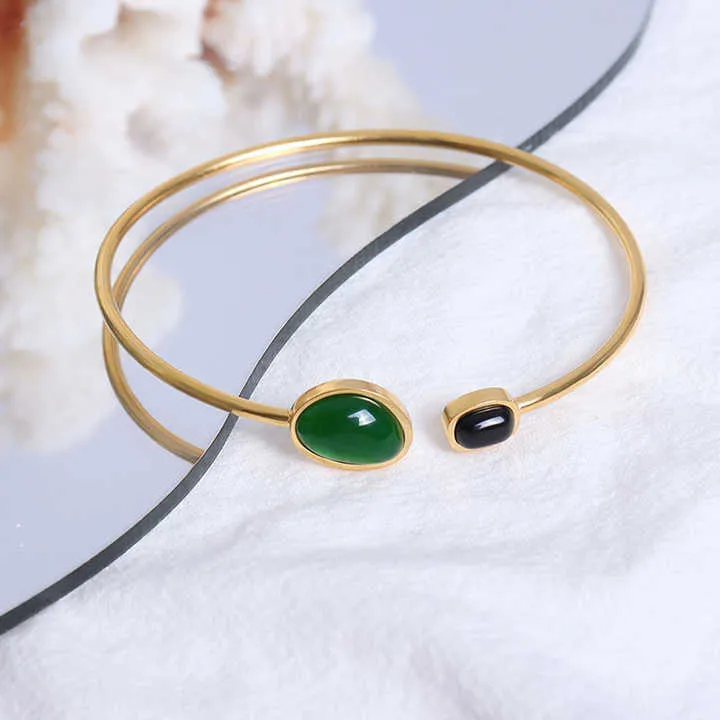 Agate Stone Cuff Bangle Bracelet