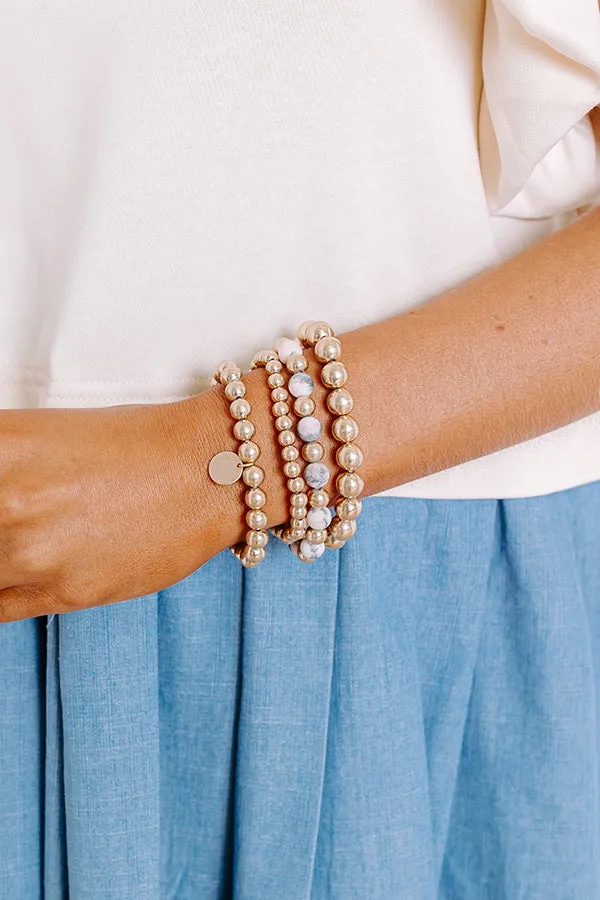 All The Glam Stretch Bracelet Set in Grey Mix