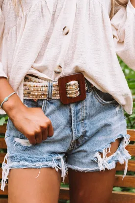 All The Way Embellished Belt In Ivory