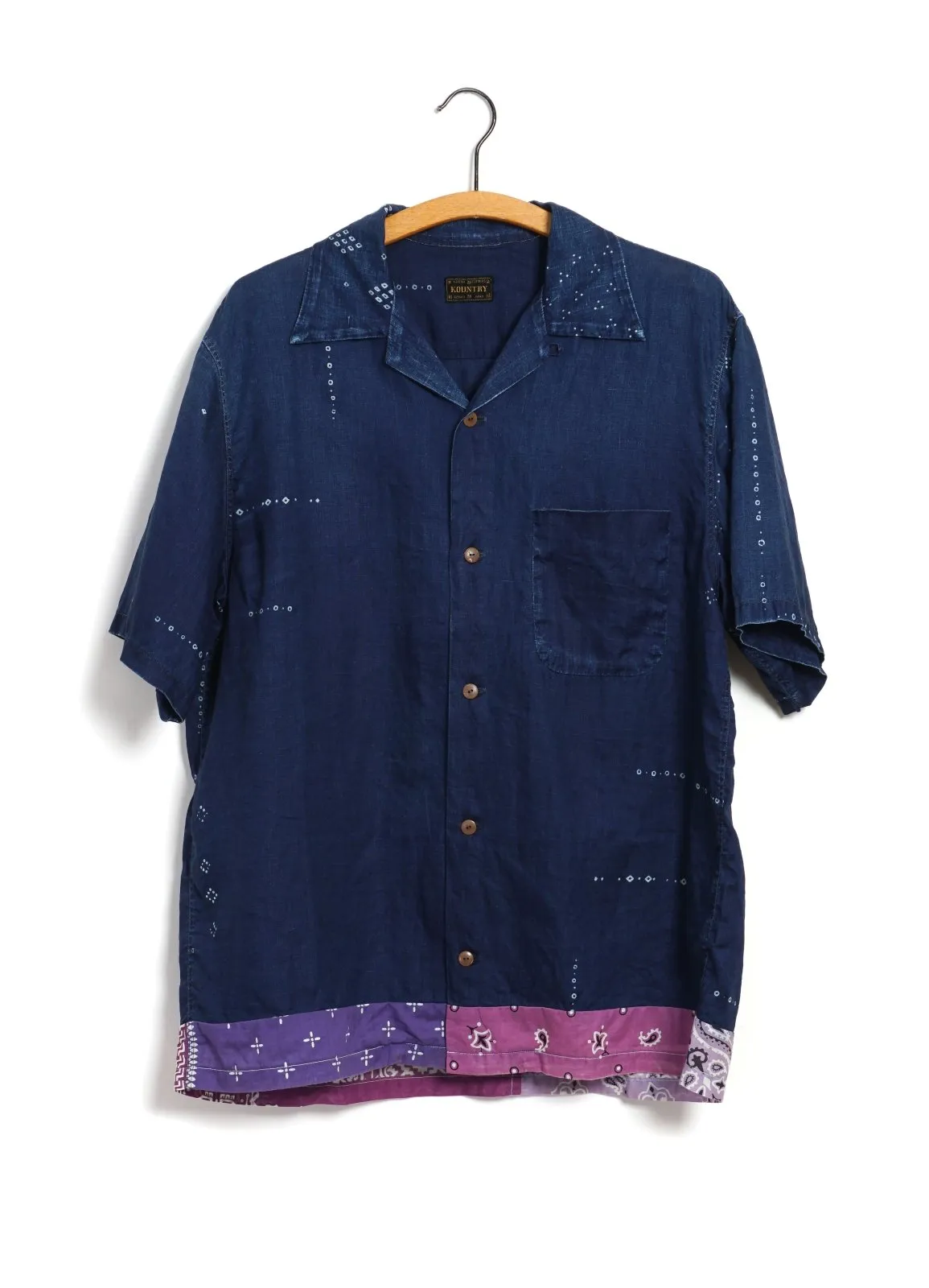 ALOHA SHIRT REMAKE | French Cloth Linen Bandana | Indigo