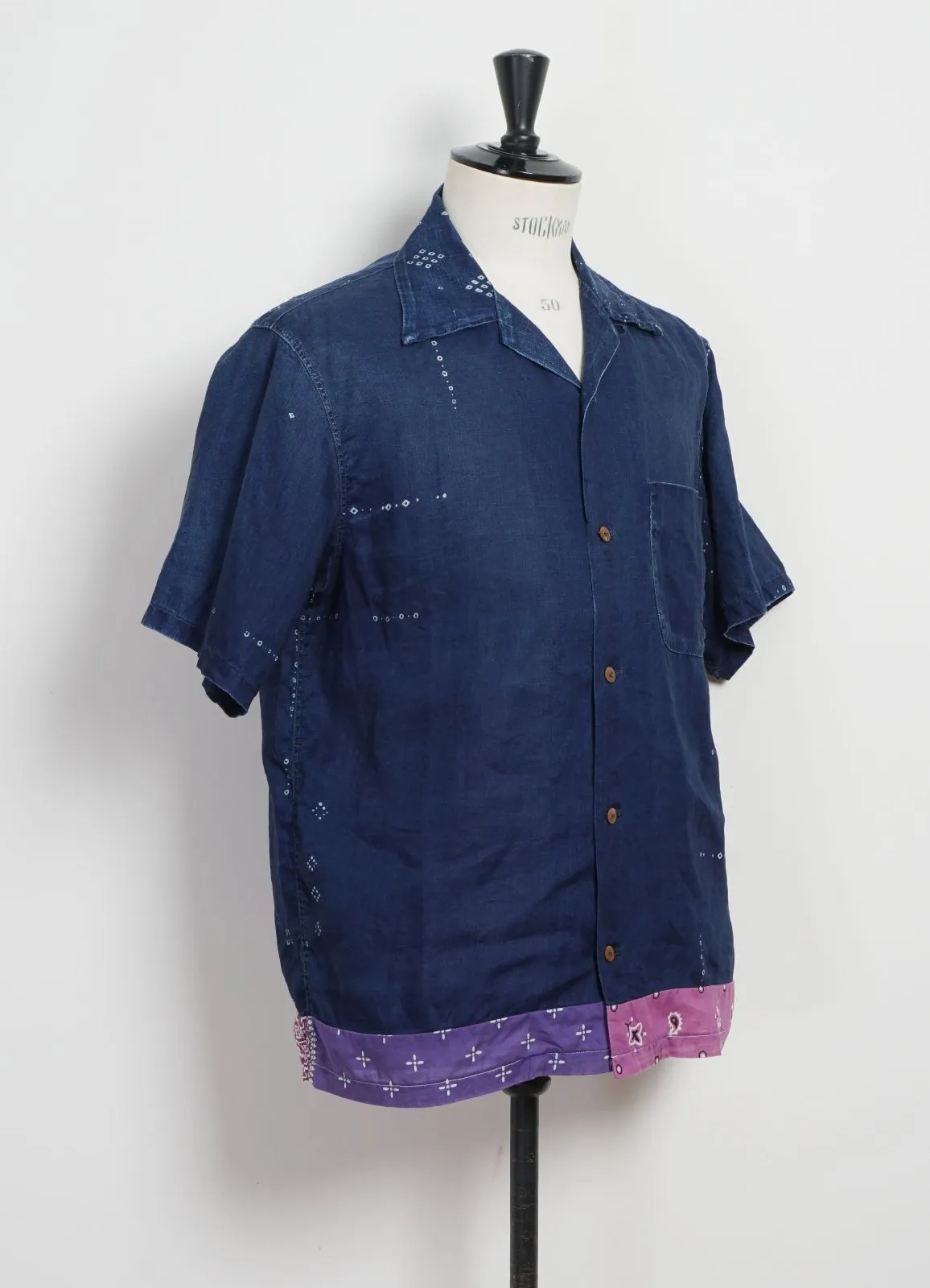 ALOHA SHIRT REMAKE | French Cloth Linen Bandana | Indigo