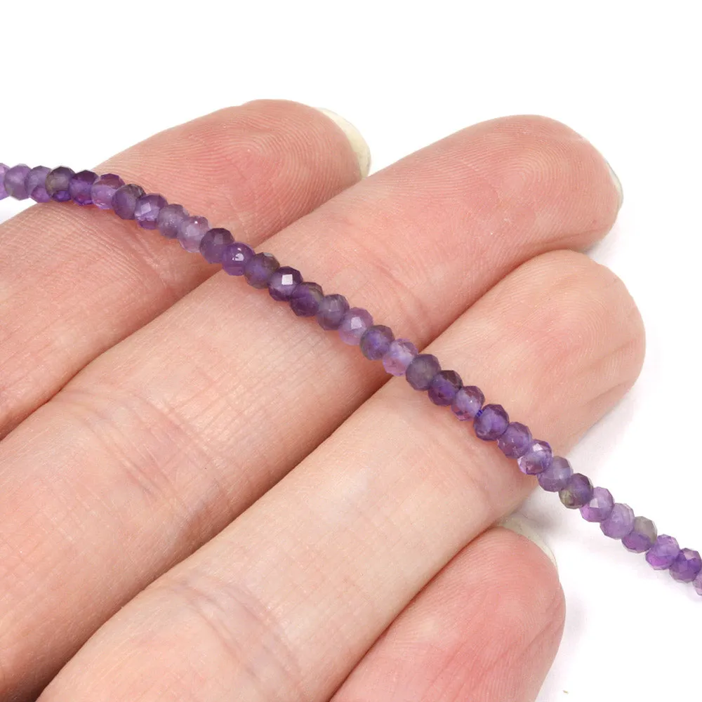 Amethyst Faceted Rondelles 4x3mm - 35cm Strand