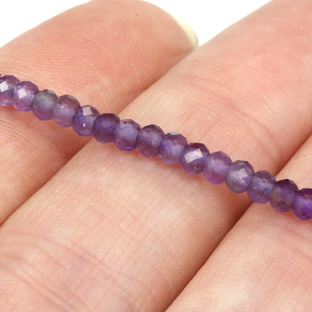 Amethyst Faceted Rondelles 4x3mm - 35cm Strand