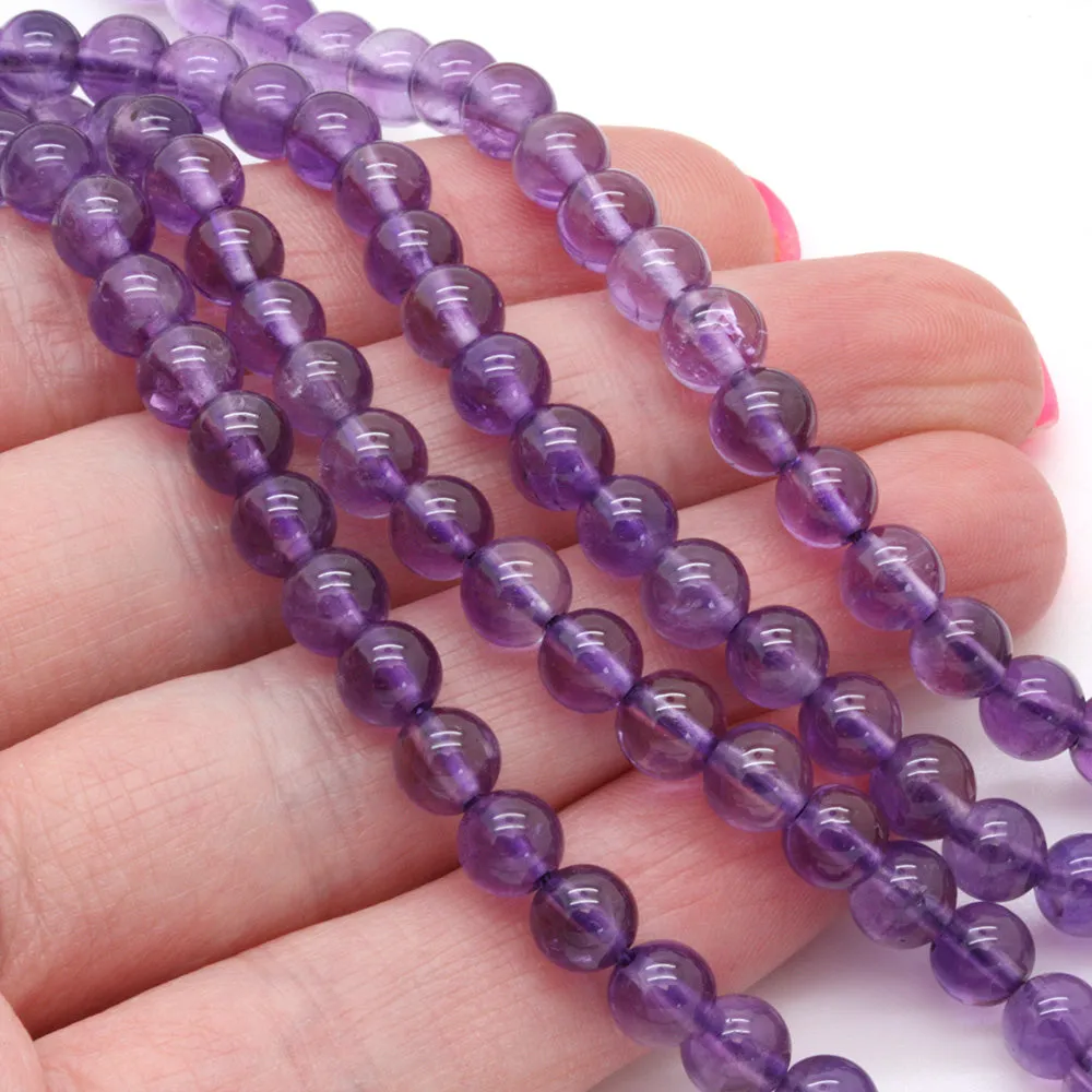 Amethyst Rounds 6mm - 35cm Strand