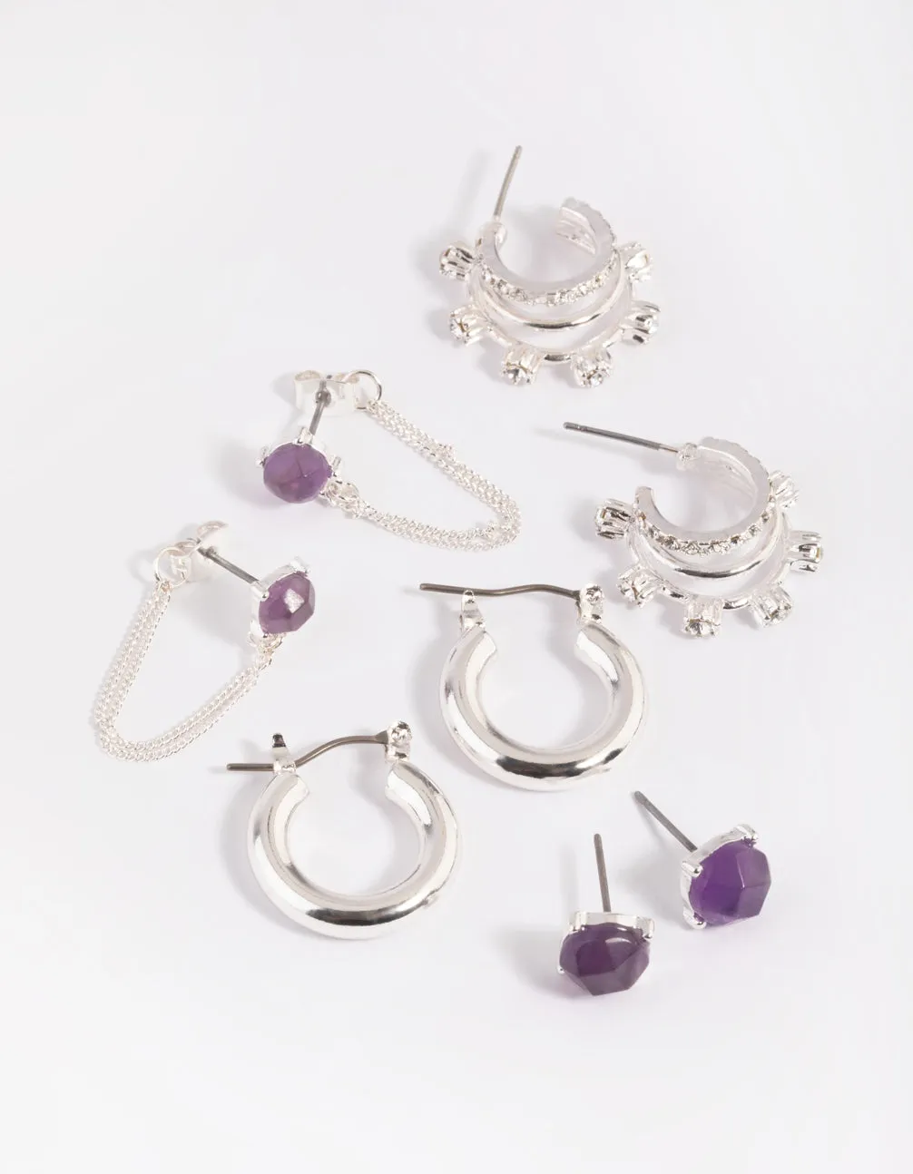 Amethyst Shard Earring Stack Pack