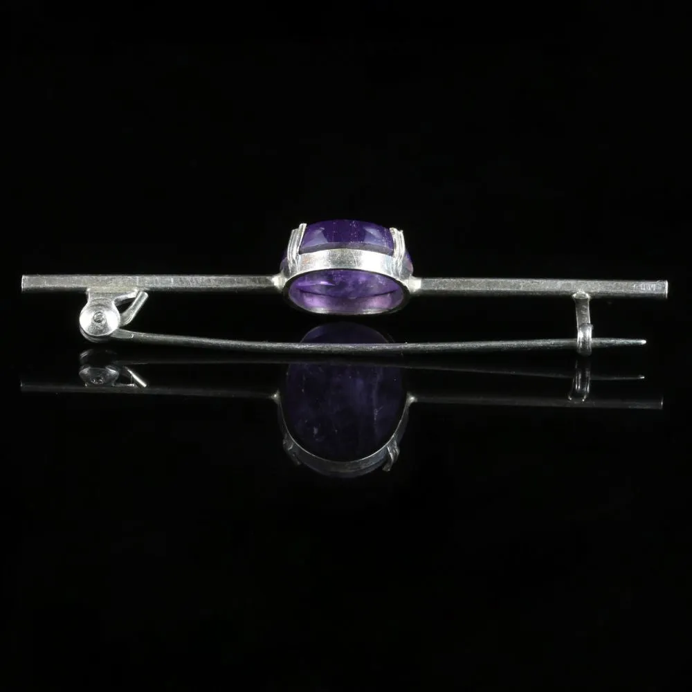 Antique Amethyst Silver Brooch Circa 1900