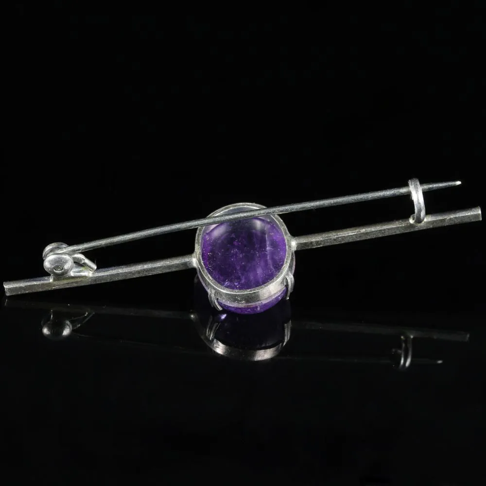 Antique Amethyst Silver Brooch Circa 1900