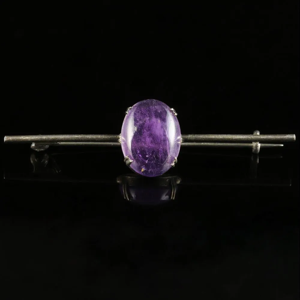 Antique Amethyst Silver Brooch Circa 1900