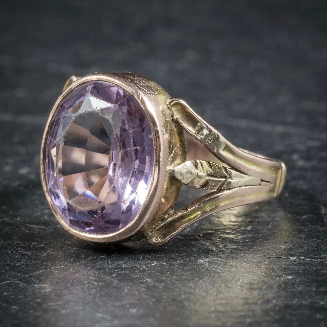 Antique Arts And Crafts Purple Spinel Ring 15Ct Gold Circa 1900