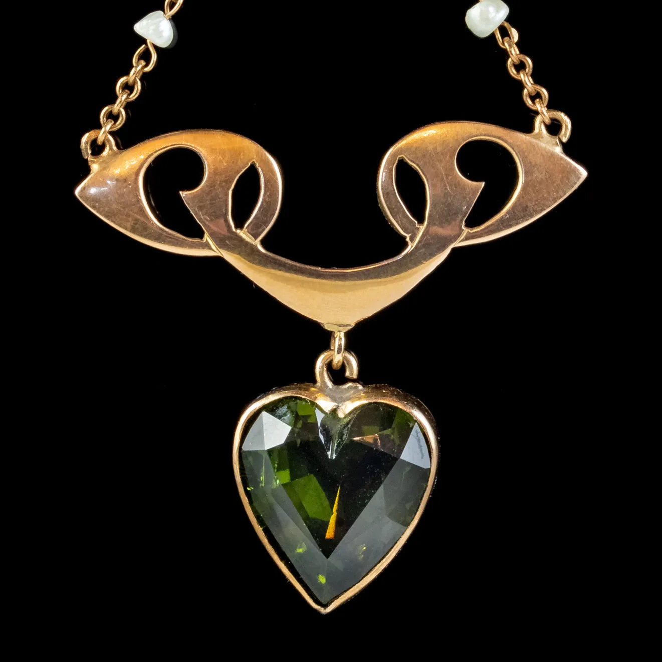 Antique Arts And Crafts Suffragette Heart Pendant Necklace 9ct Gold Rolason Brothers Dated 1912