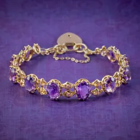 Antique Edwardian Amethyst Bracelet 9ct Gold Dated 1906