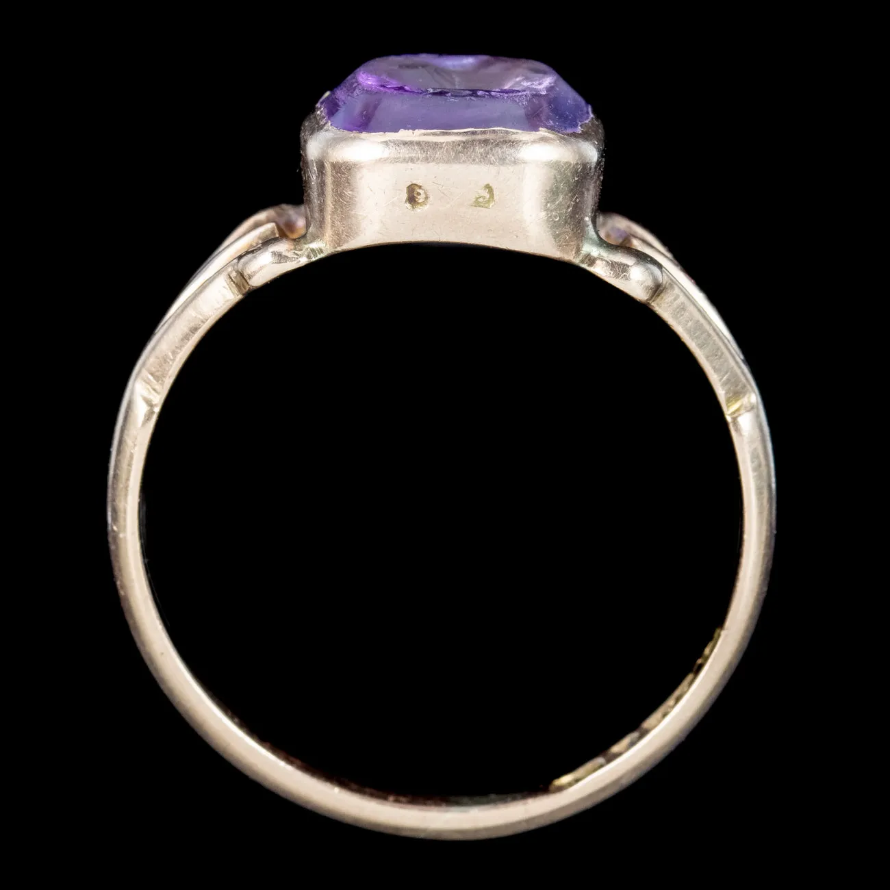 Antique Edwardian Amethyst Intaglio Seal Ring Dated 1915