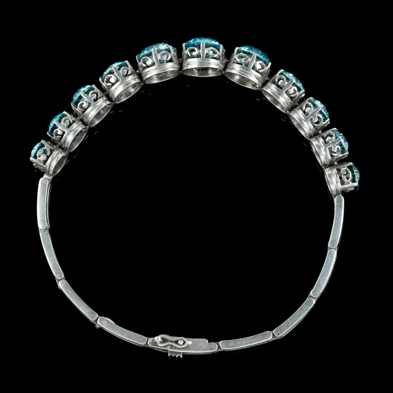 Antique Edwardian Blue Zircon Bracelet Silver 15ct Of Zircon Circa 1905