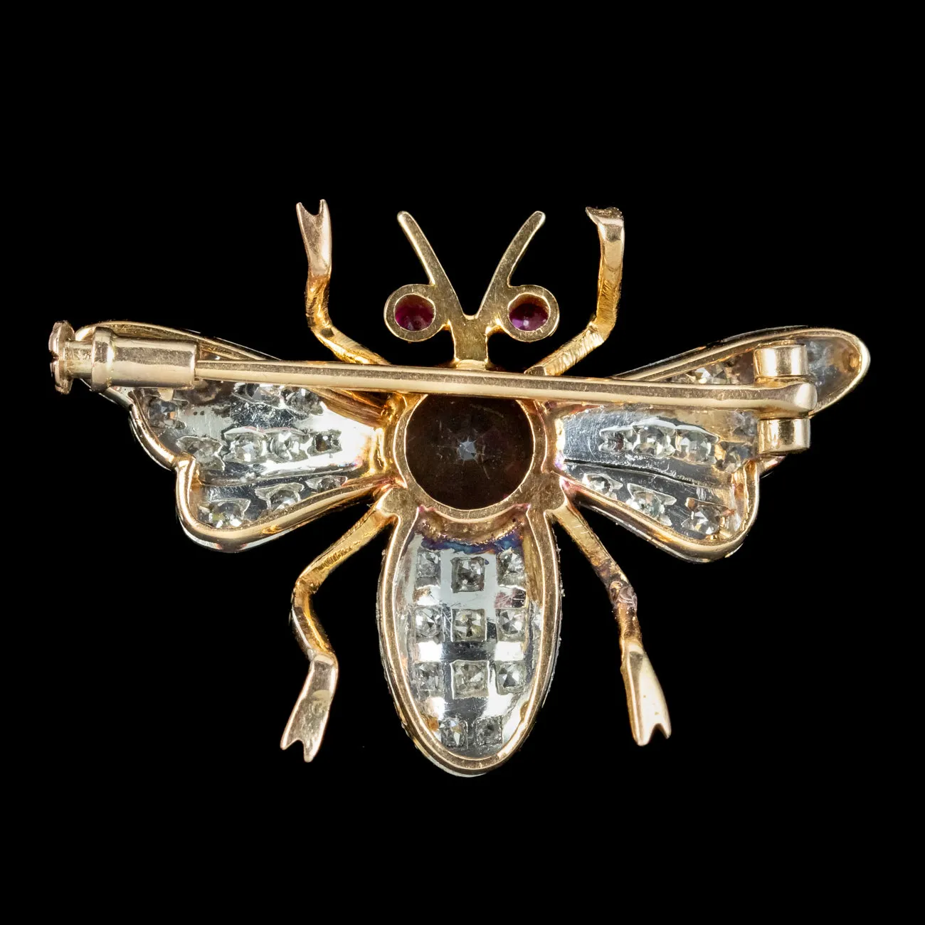 Antique Edwardian French Bee Brooch Diamond Garnet Ruby