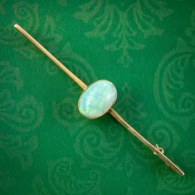 Antique Edwardian Opal Bar Brooch 3.5ct Opal 15ct Gold