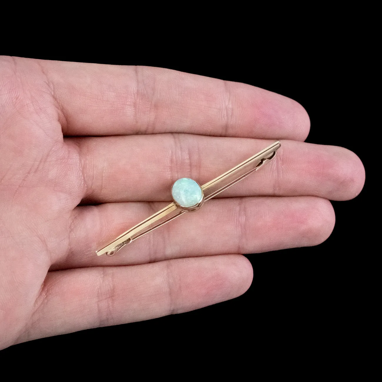 Antique Edwardian Opal Bar Brooch 3.5ct Opal 15ct Gold