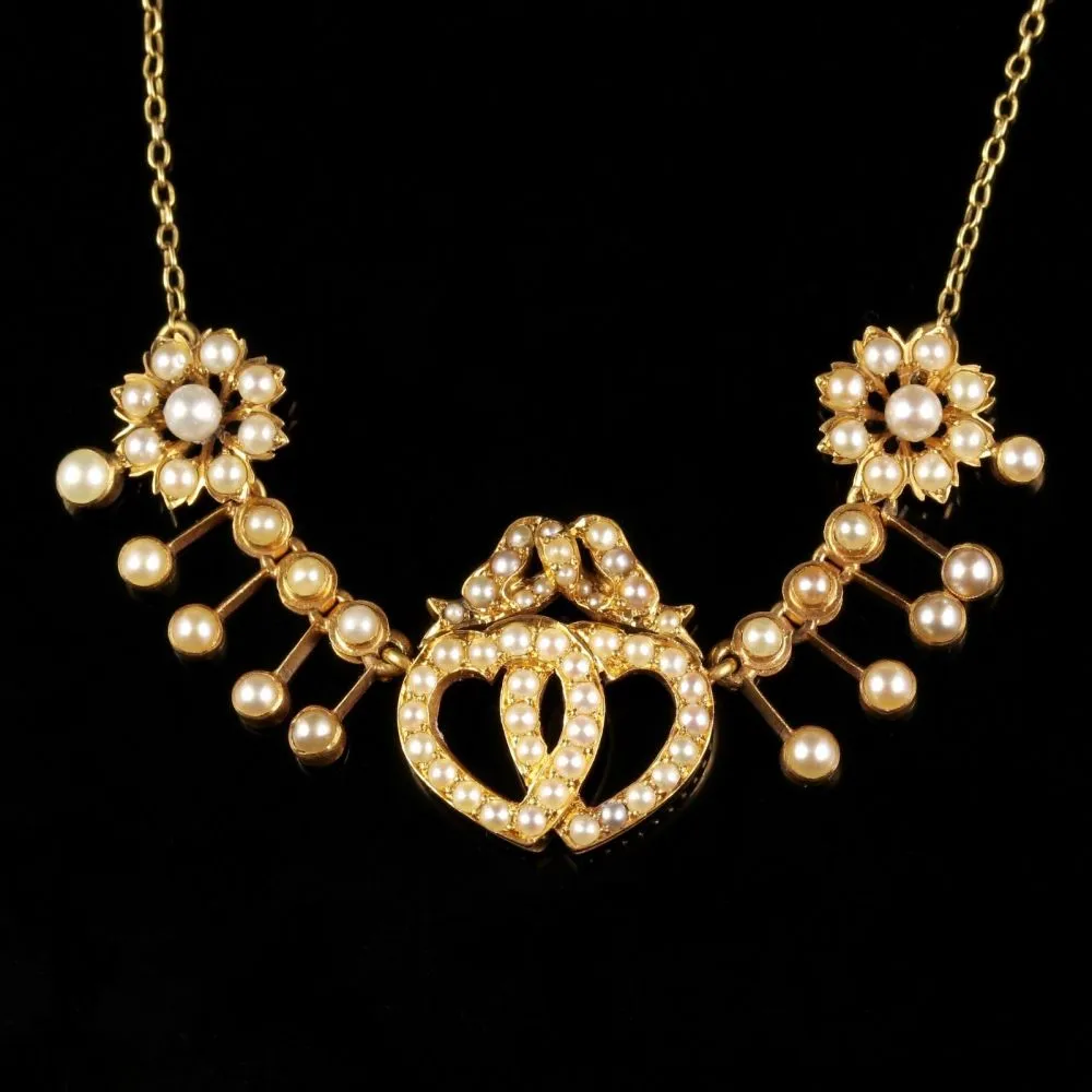 Antique Edwardian Pearl Sweetheart Necklace Circa 1905