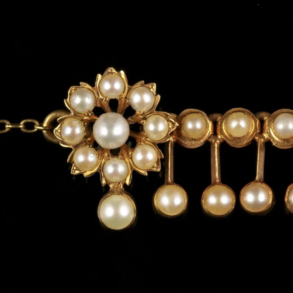 Antique Edwardian Pearl Sweetheart Necklace Circa 1905