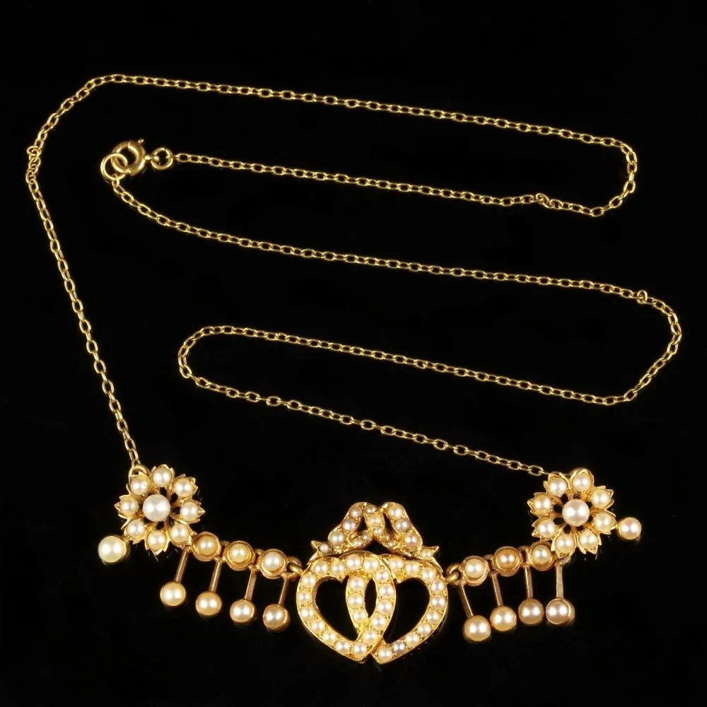 Antique Edwardian Pearl Sweetheart Necklace Circa 1905