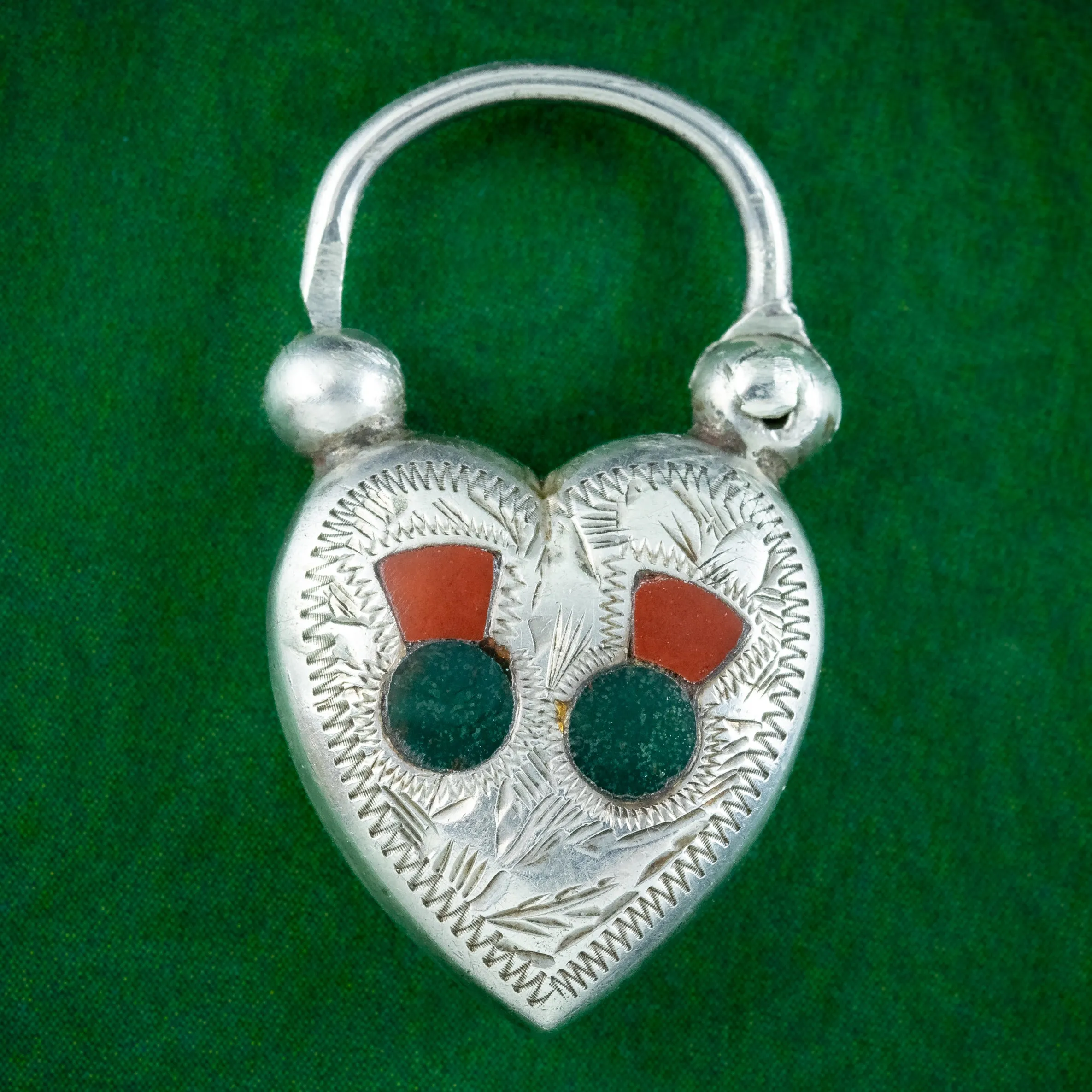 Antique Edwardian Scottish Heart Padlock Pendant Dated 1903