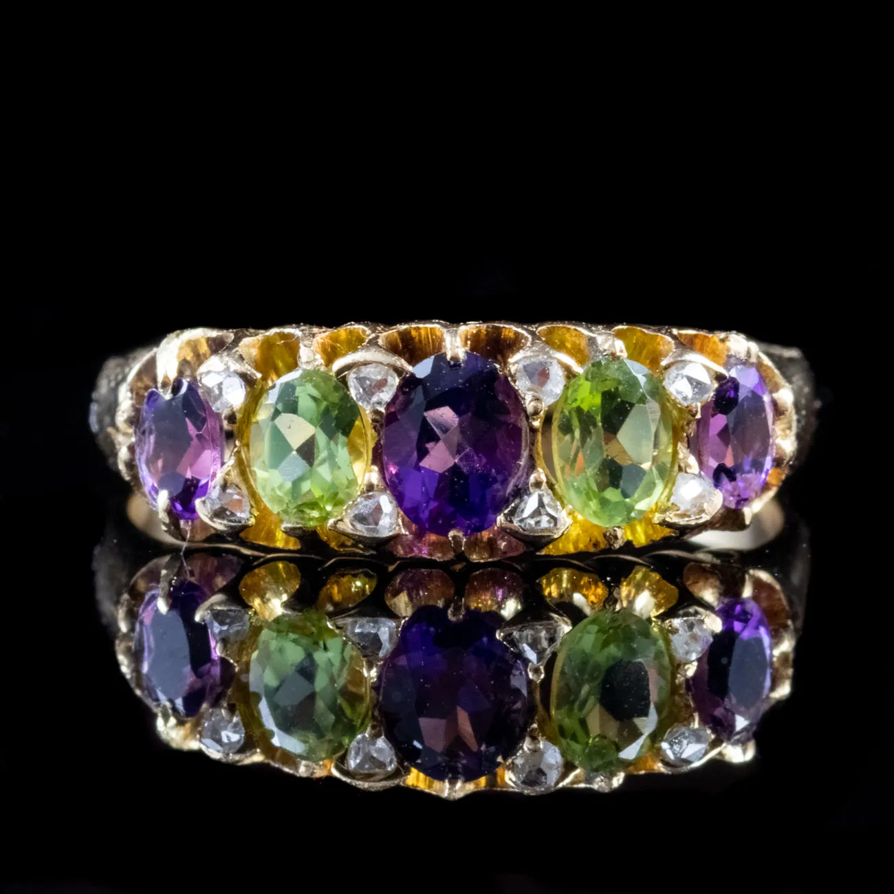 Antique Edwardian Suffragette Amethyst Ring 15Ct Gold