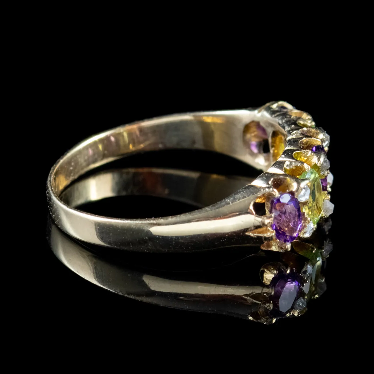 Antique Edwardian Suffragette Amethyst Ring 15Ct Gold