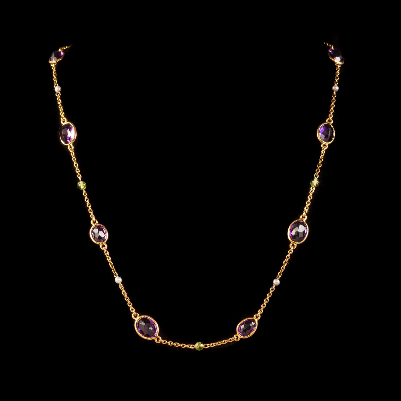 Antique Edwardian Suffragette Chain Necklace 15ct Gold Circa 1910