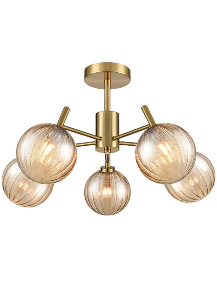 Arlo 3/5Lt Ceiling Semi Flush Light - Aged Brass